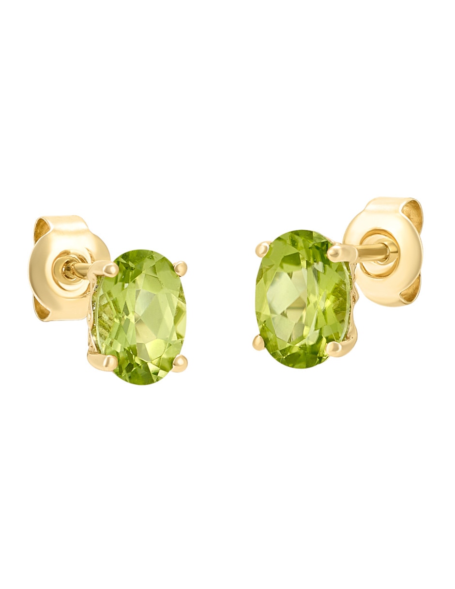Broqueles de oro amarillo 14 K peridoto Broqueles de oro amarillo 14 K peridoto