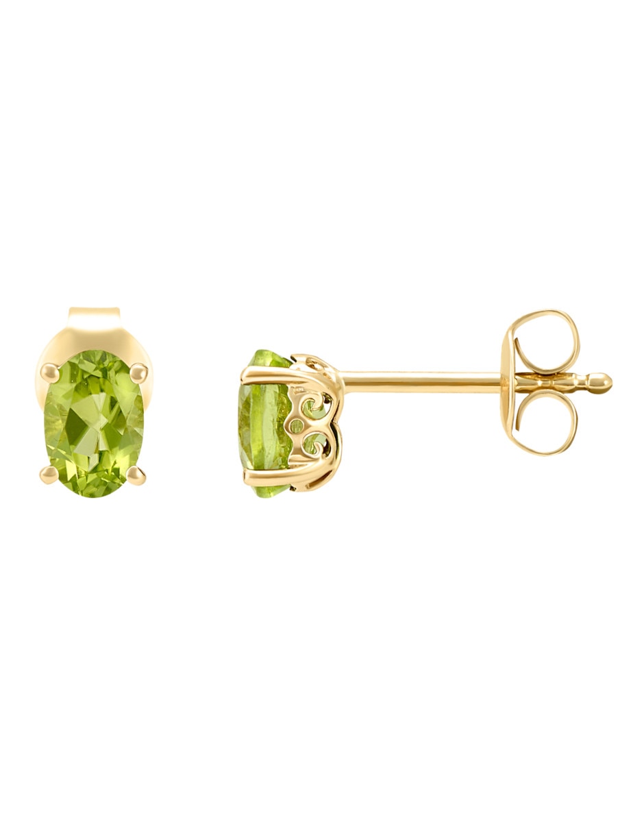 Broqueles de oro amarillo 14 K peridoto 2