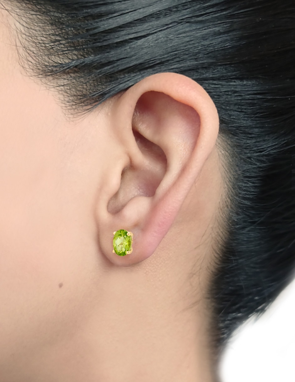 Broqueles de oro amarillo 14 K peridoto 3