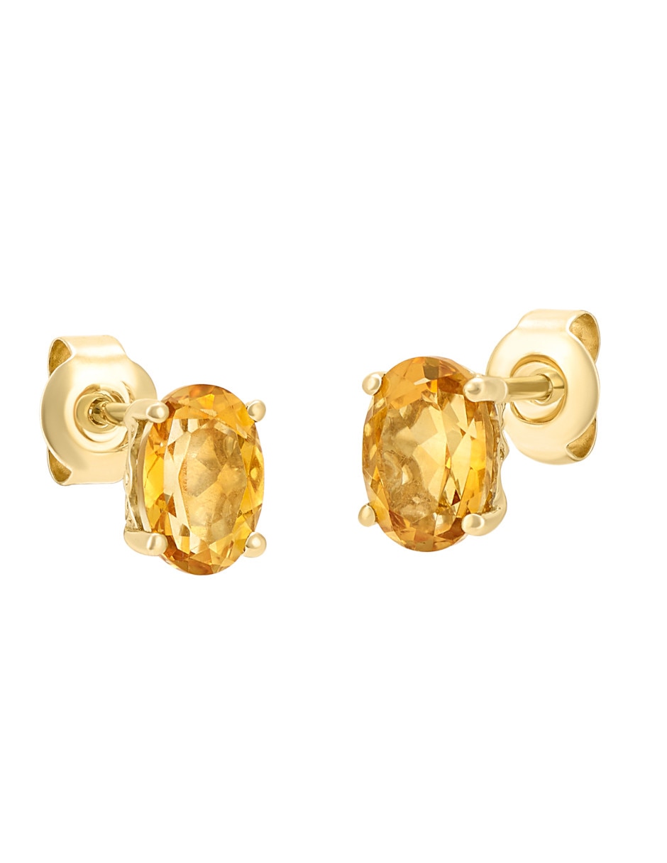 Broqueles de óvalo de oro amarillo 14 K citrina Broqueles de óvalo de oro amarillo 14 K citrina