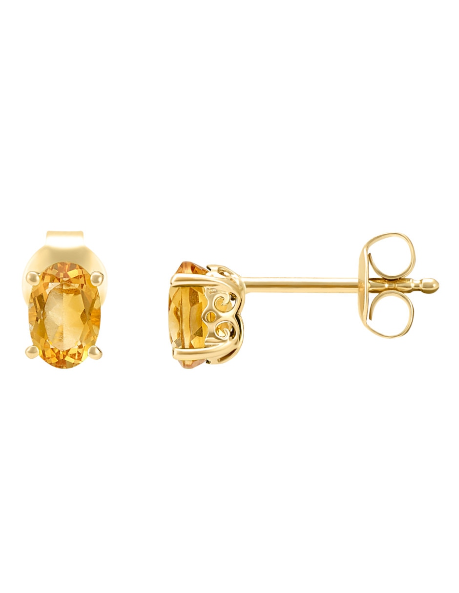 Broqueles de óvalo de oro amarillo 14 K citrina 2