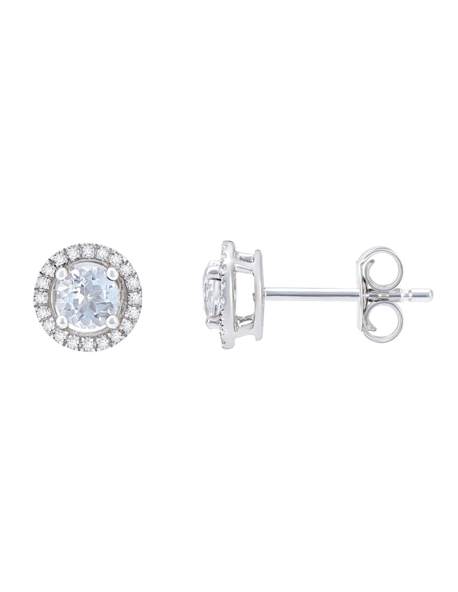Broqueles de oro blanco 14 K topacio y diamante 2