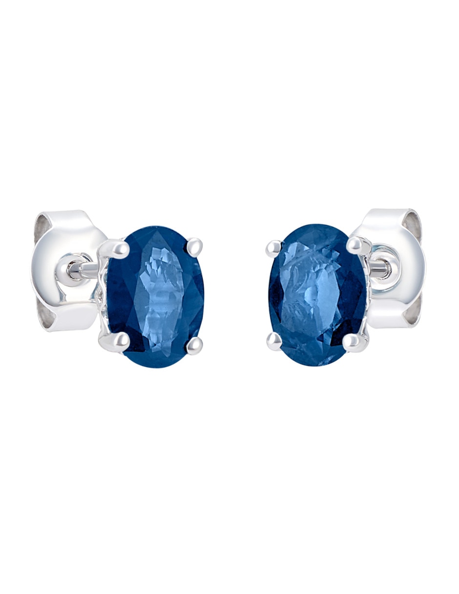 Broqueles de oro blanco 14 K zafiro Broqueles de oro blanco 14 K zafiro