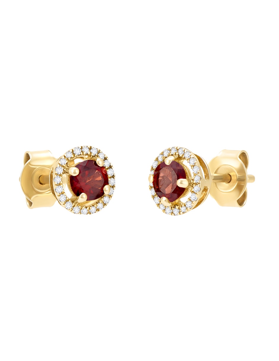 Broqueles de oro amarillo 14 K granate Broqueles de oro amarillo 14 K granate