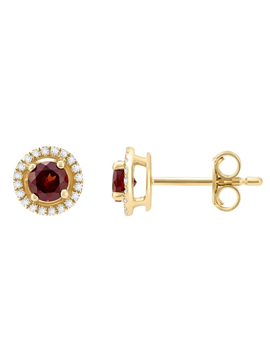 Broqueles de oro amarillo 14 K granate 2