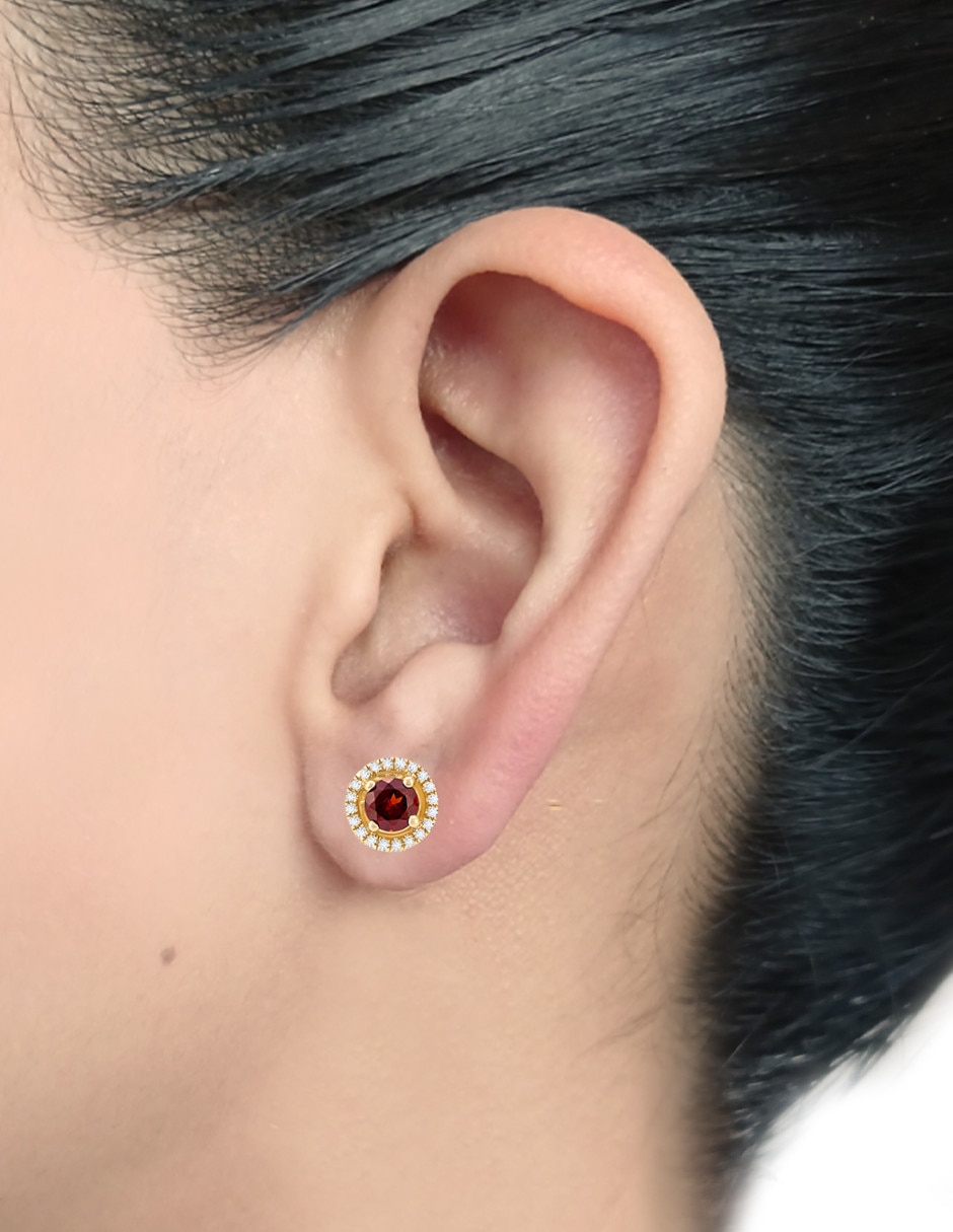 Broqueles de oro amarillo 14 K granate 3