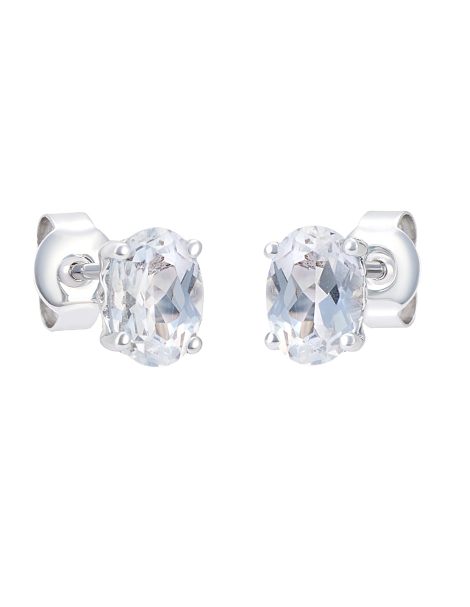 Broqueles de oro blanco 14 K topacio Broqueles de oro blanco 14 K topacio