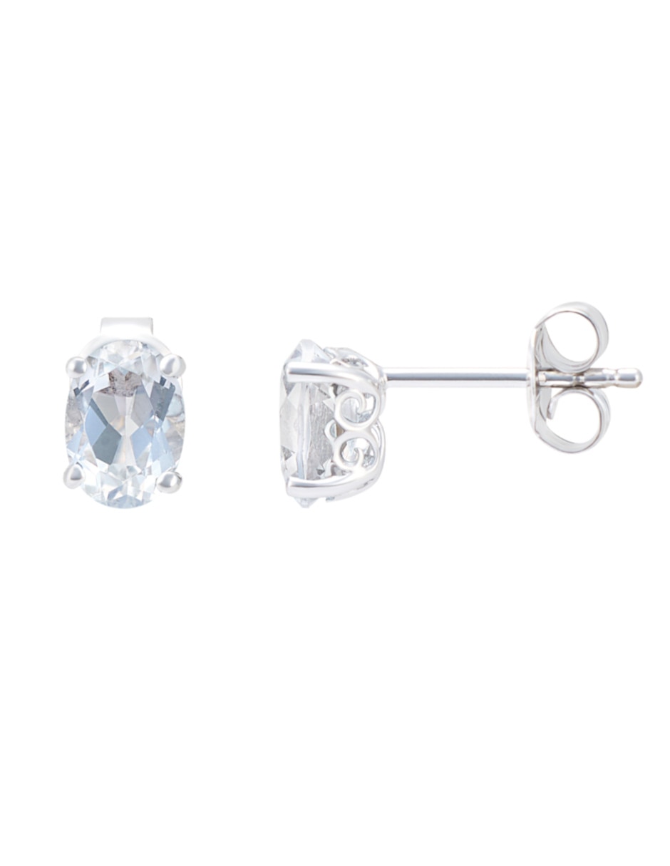 Broqueles de oro blanco 14 K topacio 2