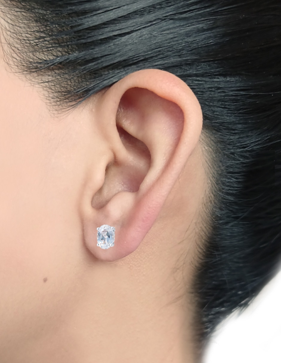 Broqueles de oro blanco 14 K topacio 3