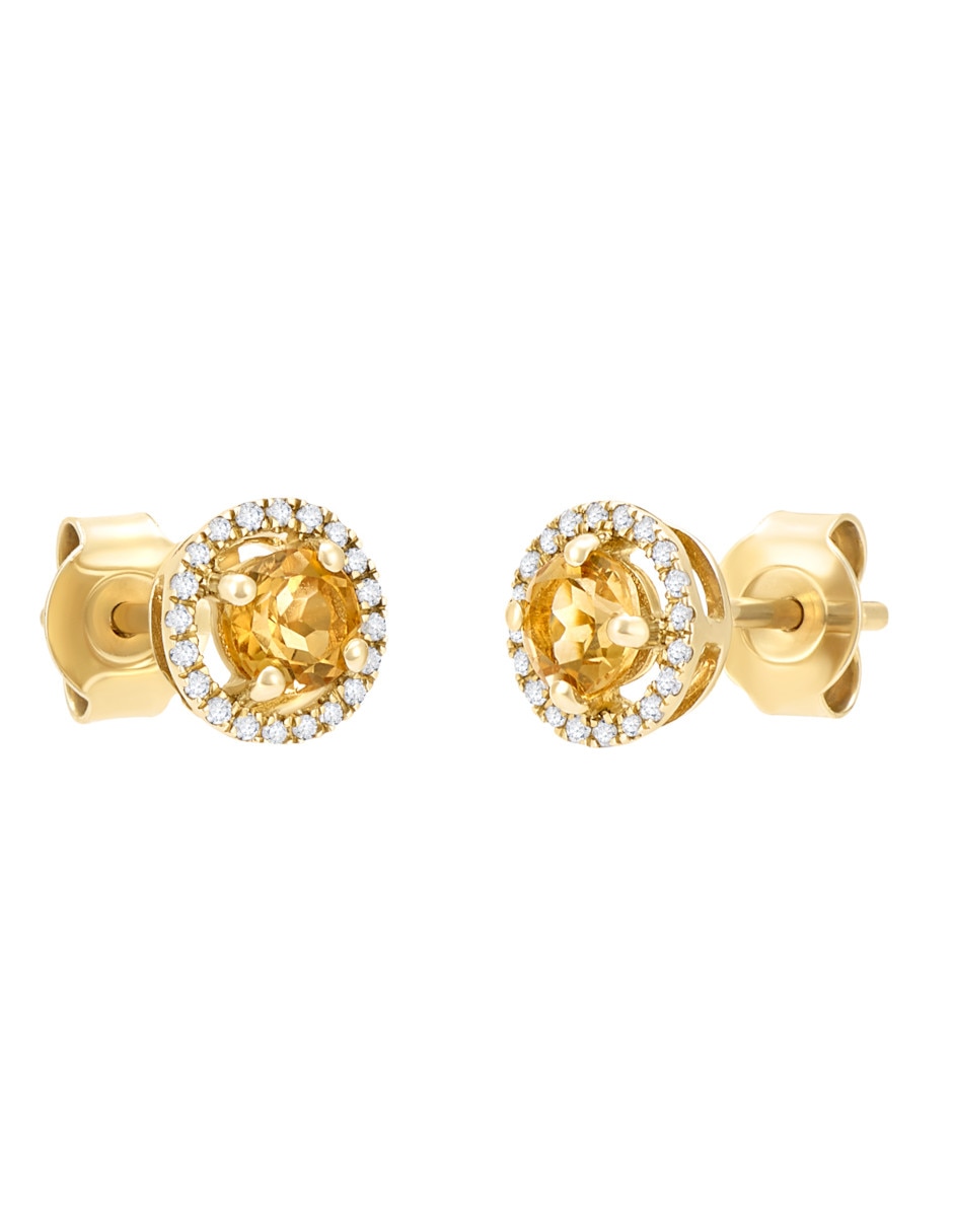 Broqueles de oro amarillo 14 K citrina Broqueles de oro amarillo 14 K citrina