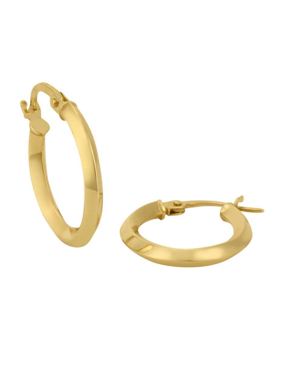 Arracadas redondas de oro 14 k con acabado liso 4
