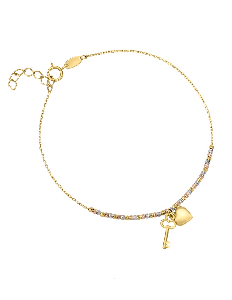 Pulsera de oro florentino 14 k con acabado