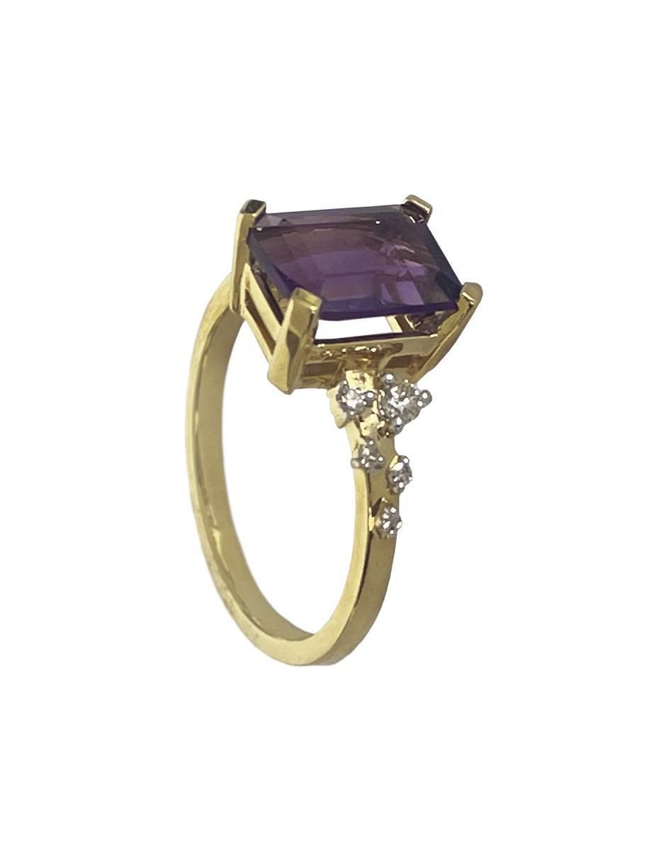 Anillo 14 k de oro amatista troquelado 5