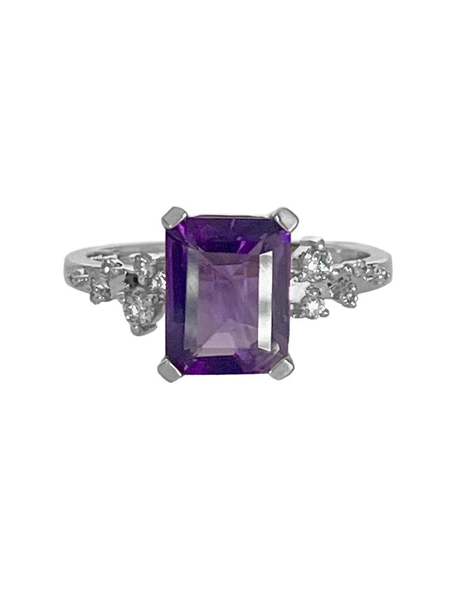 Anillo 14 k de oro amatista troquelado 3