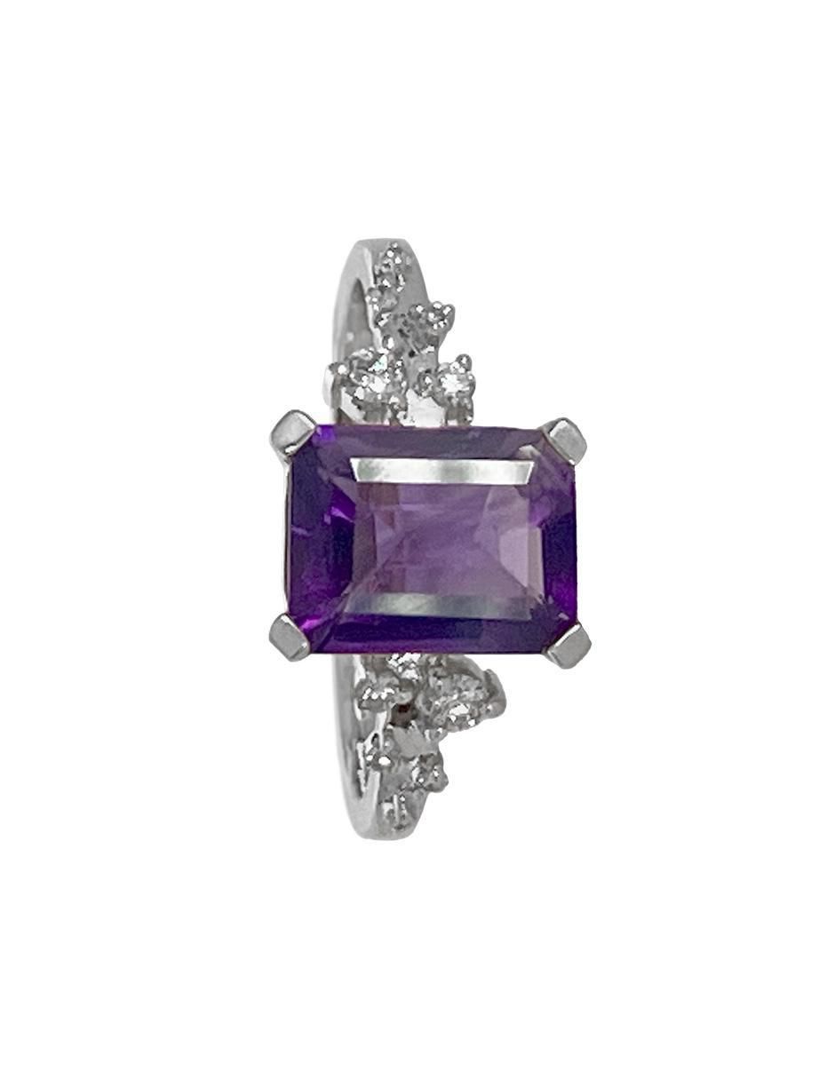 Anillo 14 k de oro amatista troquelado 4