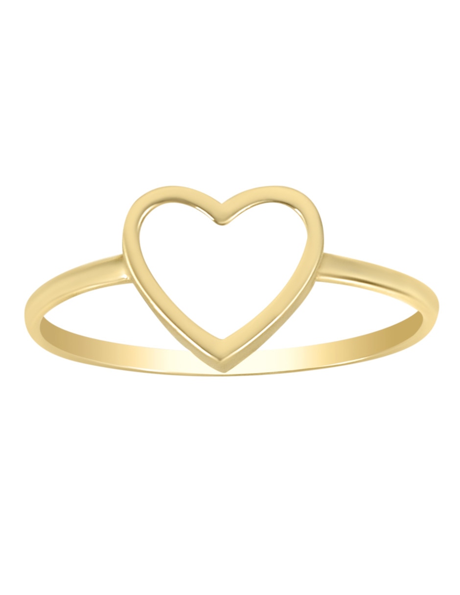 Anillo de corazón 14 k de oro amarillo brillante