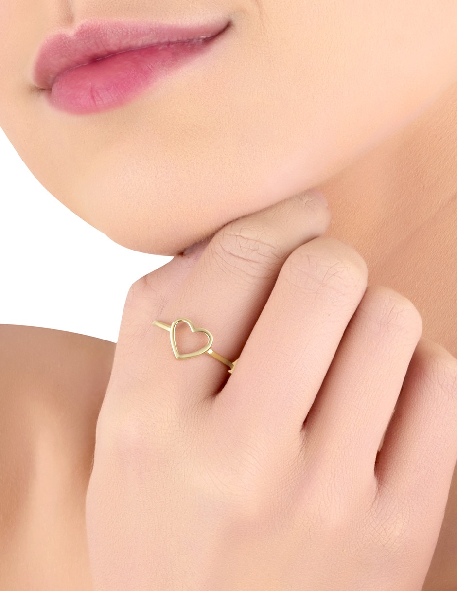 Anillo de corazón 14 k de oro amarillo brillante 3