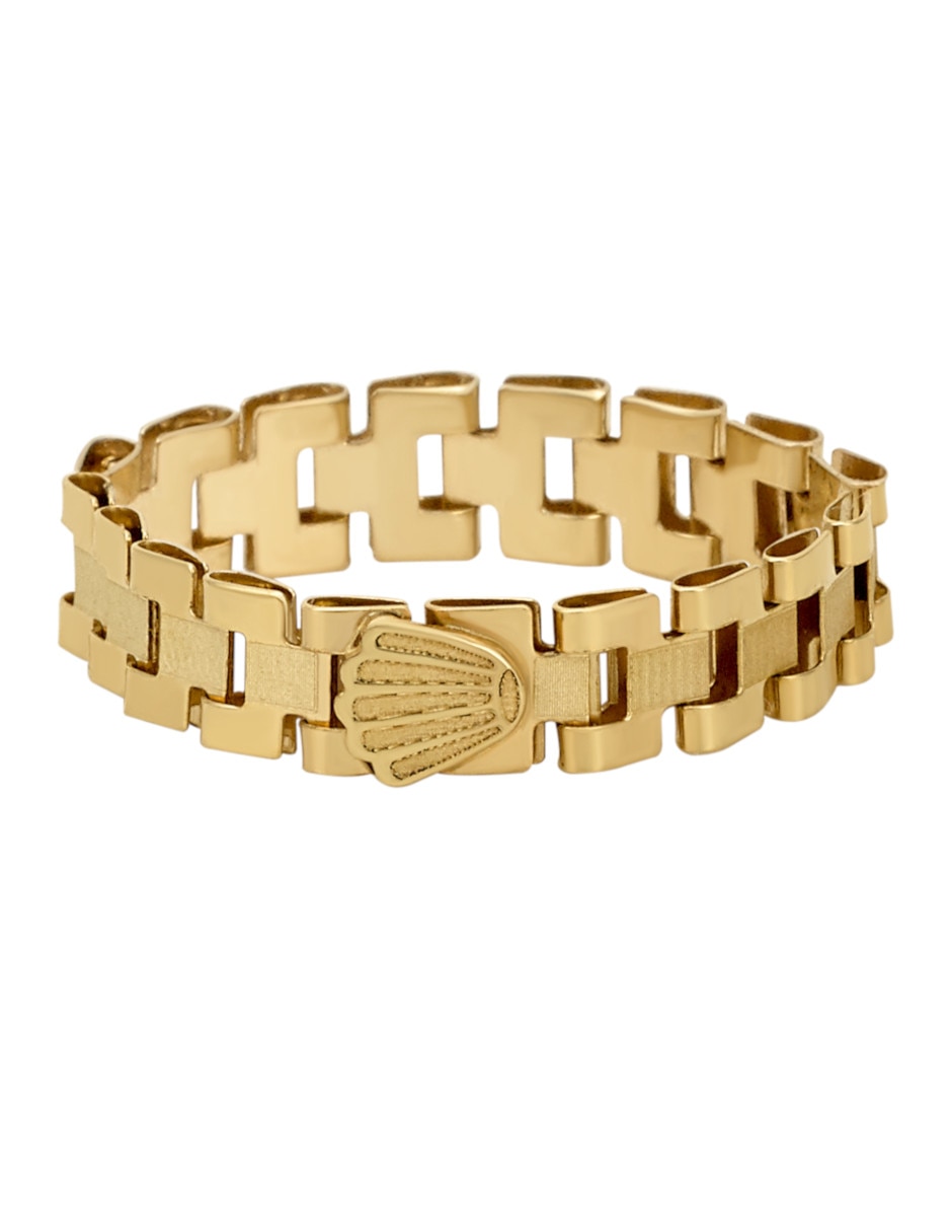 Anillo de cadena 14 k de oro amarillo brillante