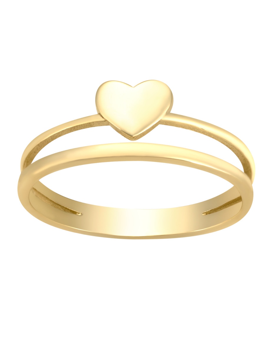 Anillo de corazón 14 k de oro amarillo brillante
