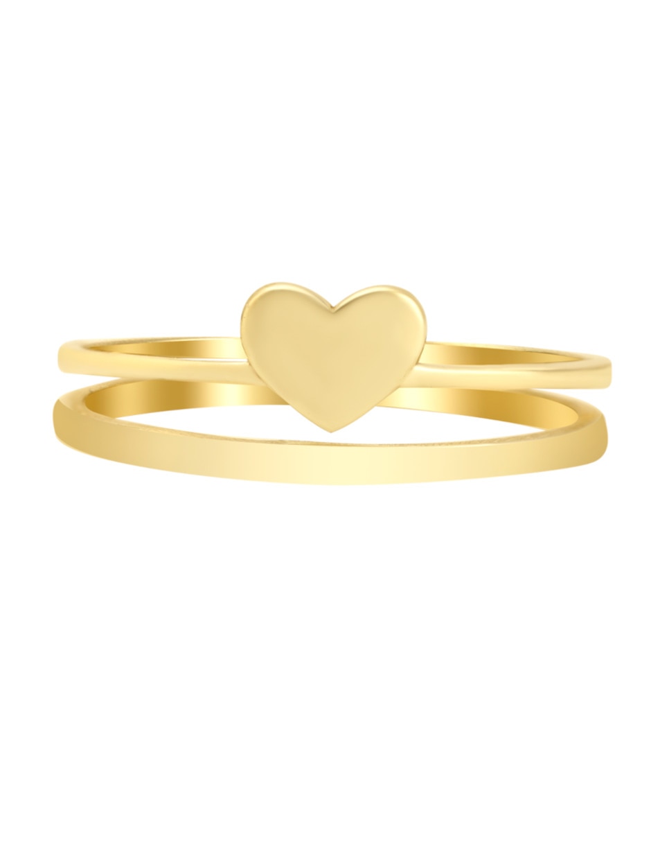 Anillo de corazón 14 k de oro amarillo brillante 2
