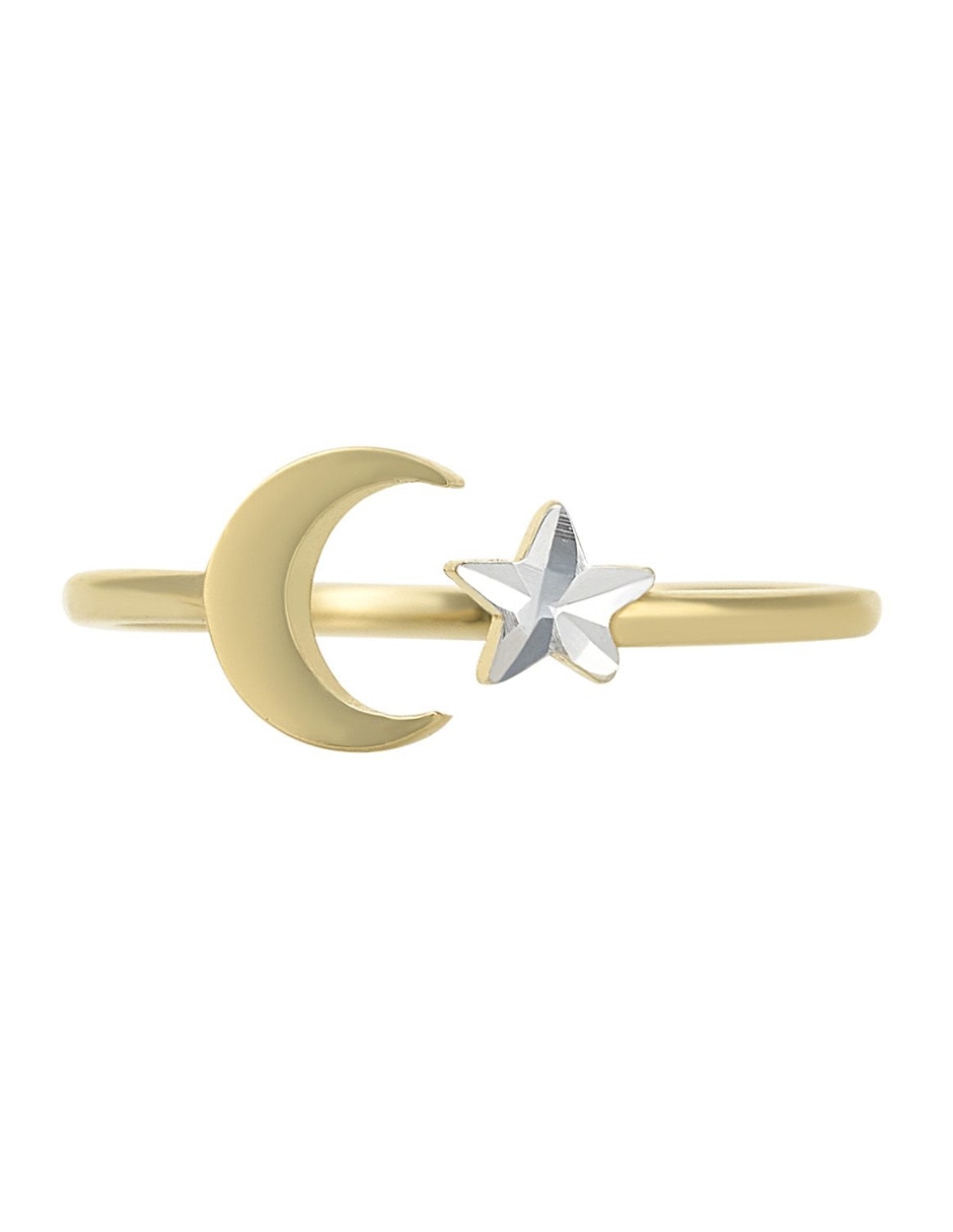 Anillo de luna 14 k de oro amarillo brillante 2