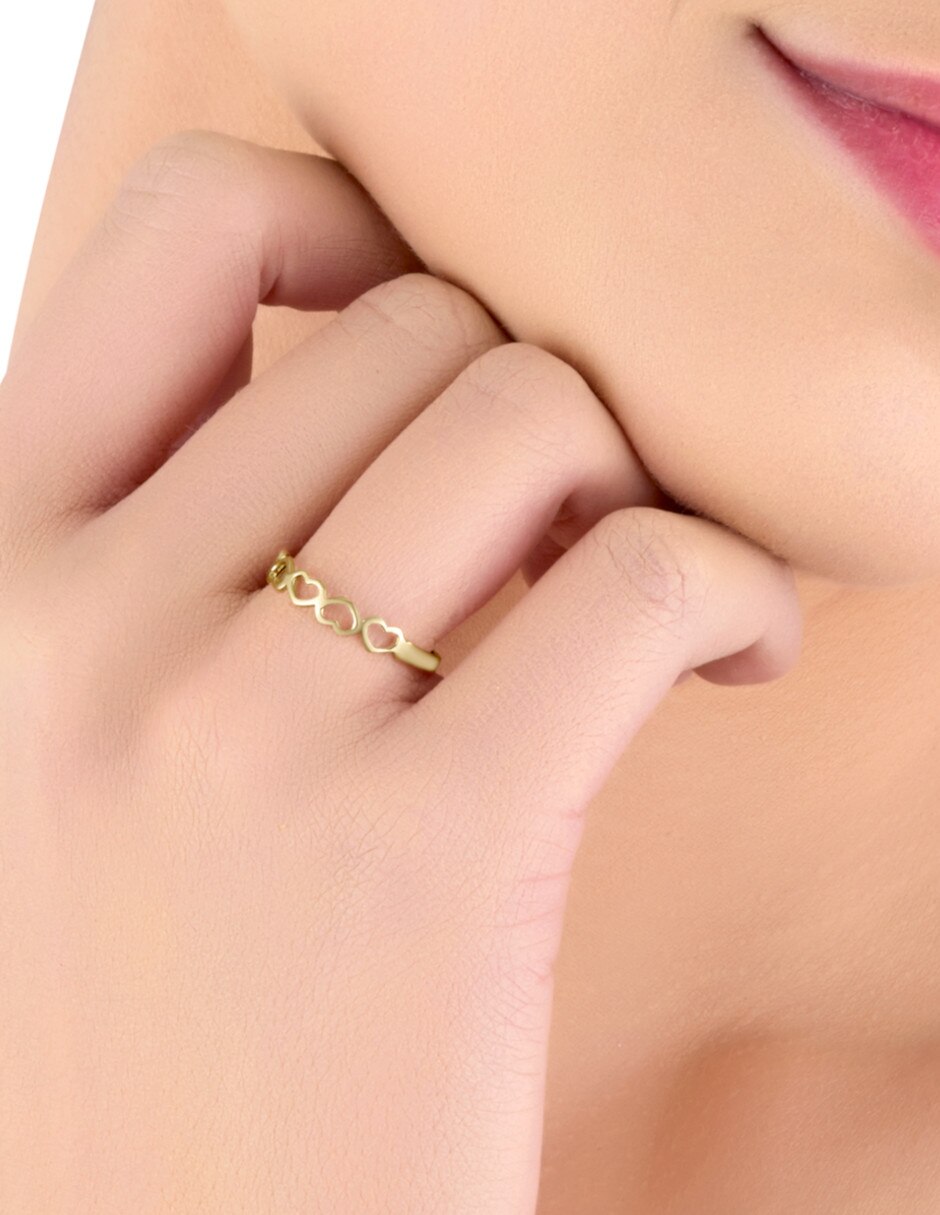 Anillo de corazón 14 k de oro amarillo brillante 3