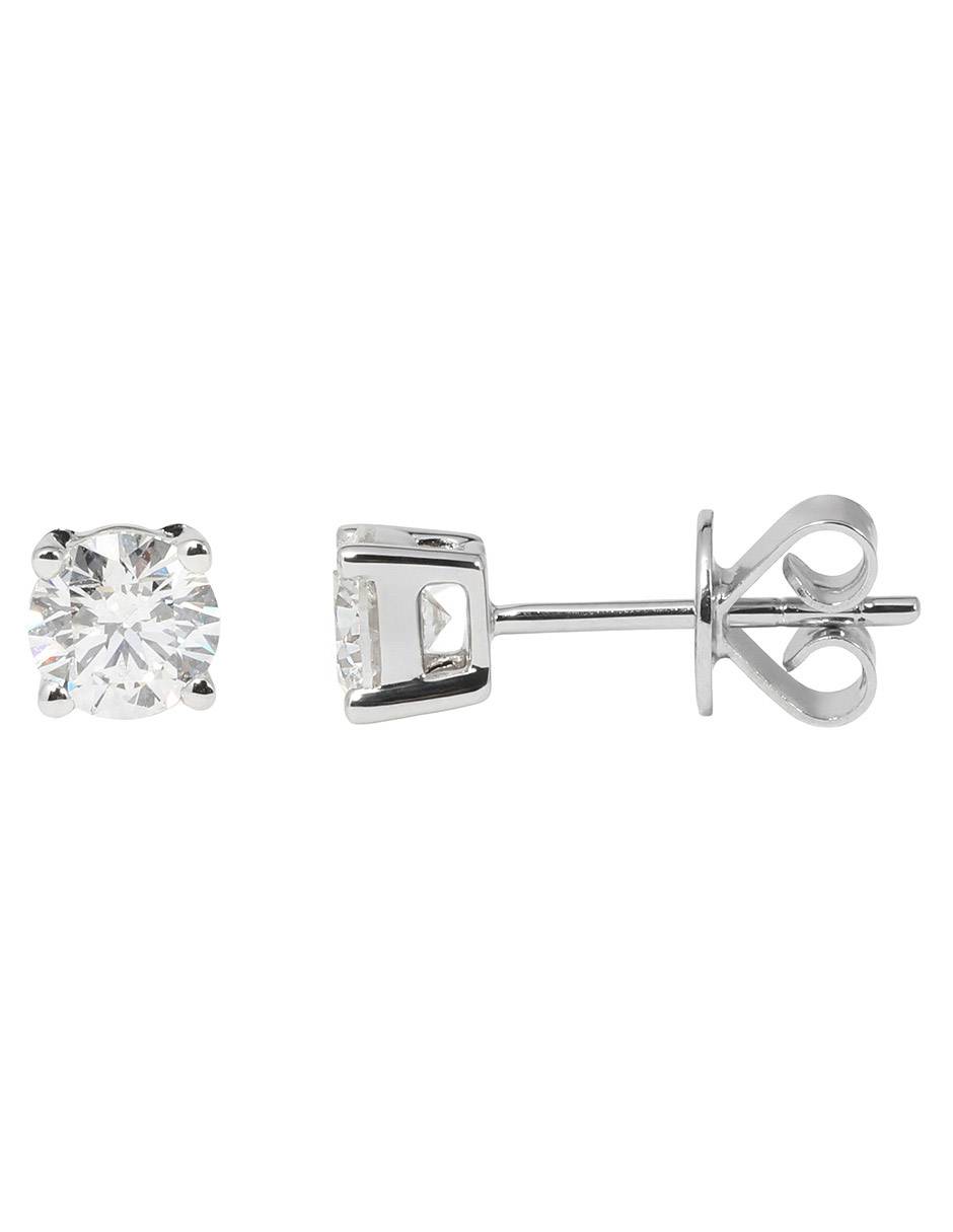 Broqueles redondos Essential de oro blanco 14 K con acabado espejo diamante de laboratorio
