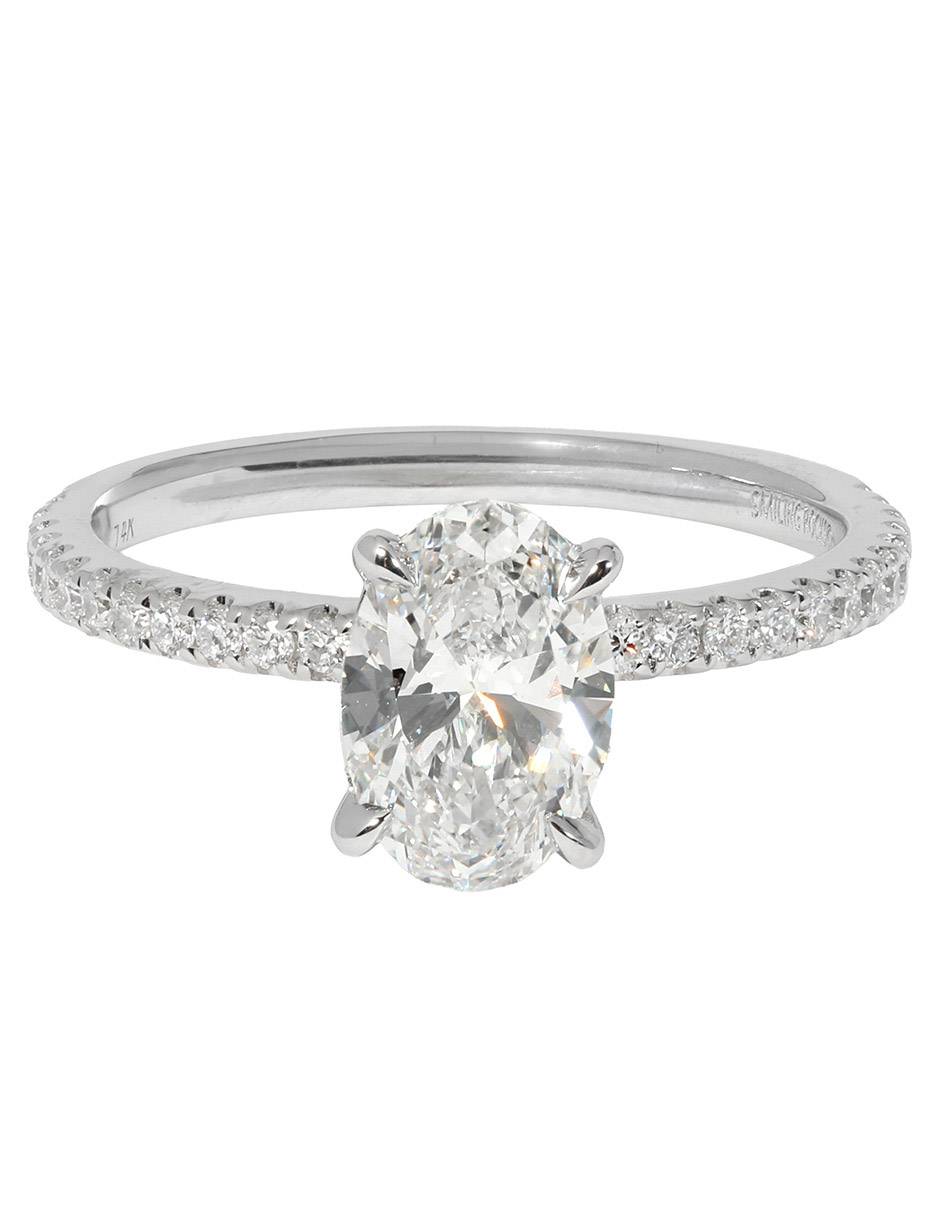 Solitario de oro blanco 14 k Pave Petite