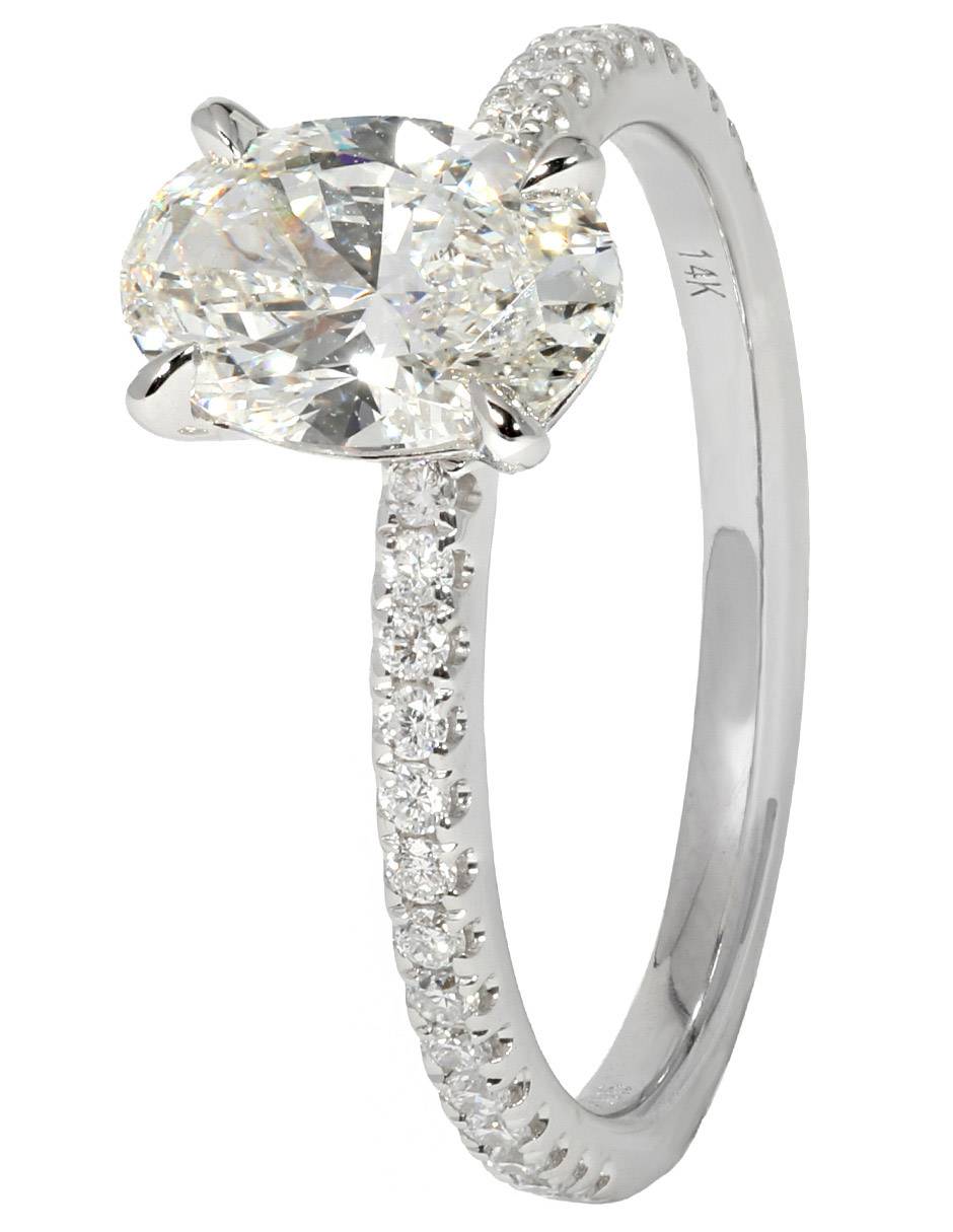 Solitario de oro blanco 14 k Pave Petite 3