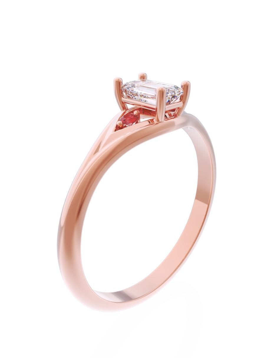 Anillo de compromiso de oro 14 k Eternidad 3
