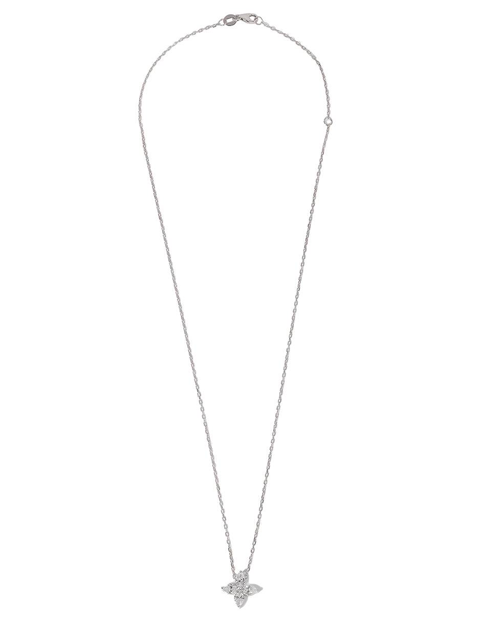 Collar con dije de flor Flora de oro blanco 14 K 3