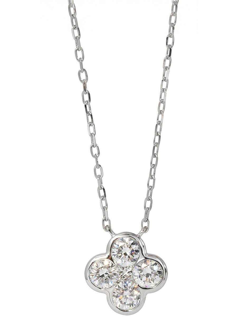 Collar con dije de flor Flora de oro blanco 14 K