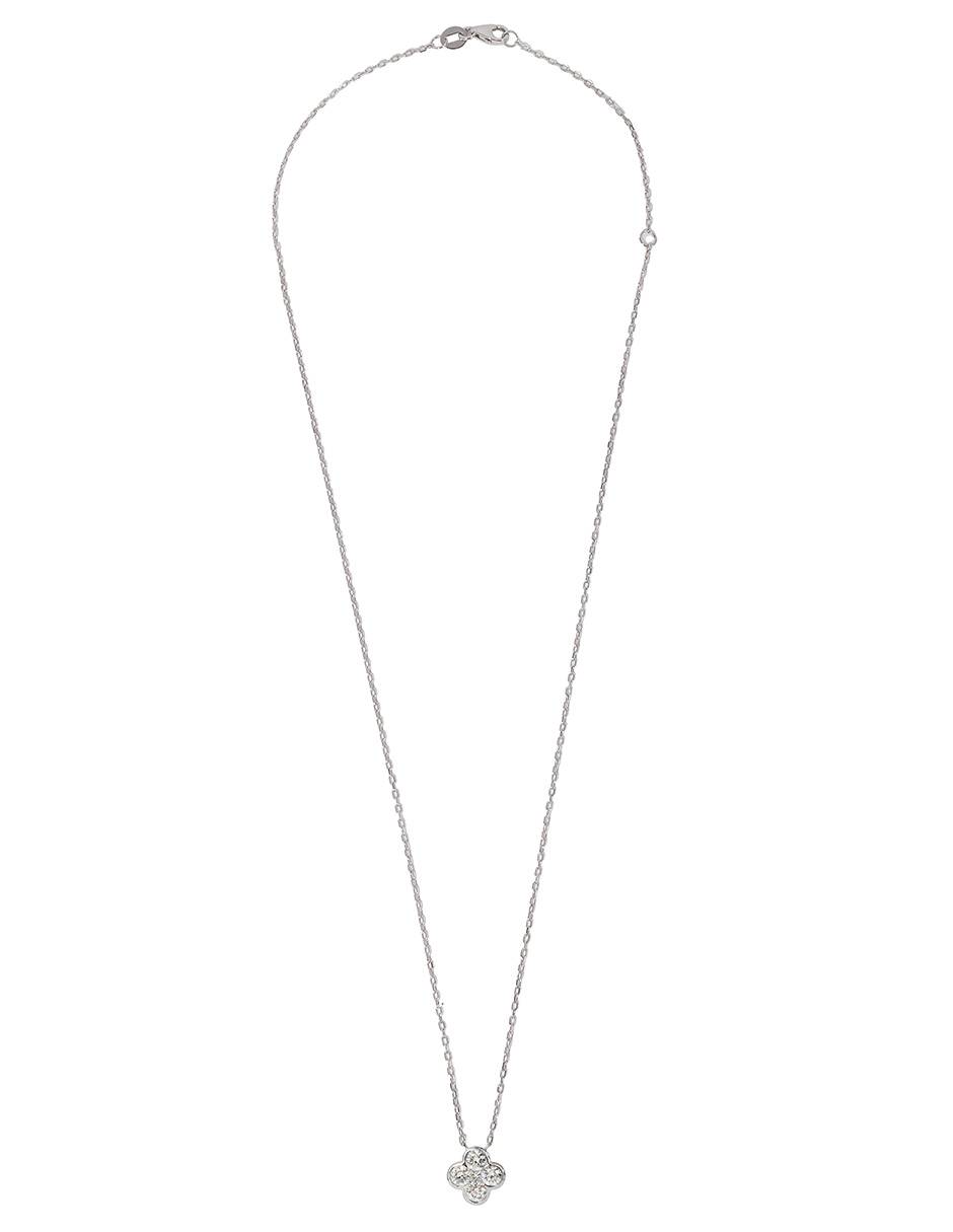 Collar con dije de flor Flora de oro blanco 14 K 3