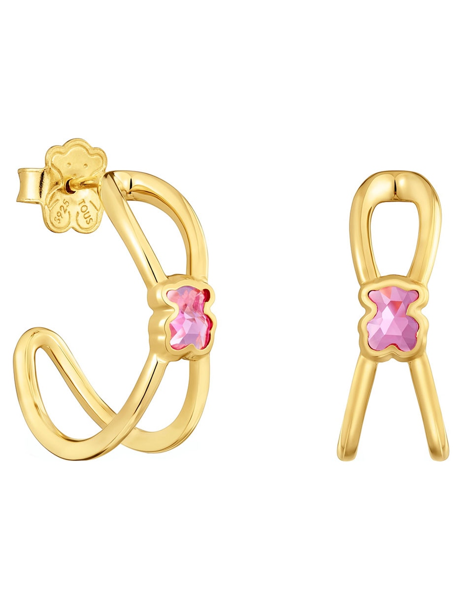 Aretes de oso Icon Color Lgg de plata P925 con acabado brillante rubí