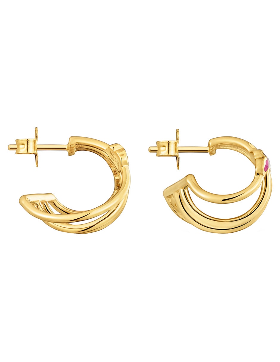 Aretes cortos de oso Icon Color Lgg de plata P925 con acabado brillante rubí y espinela 2