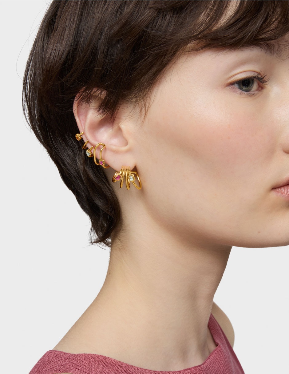 Aretes cortos de oso Icon Color Lgg de plata P925 con acabado brillante rubí y espinela 5