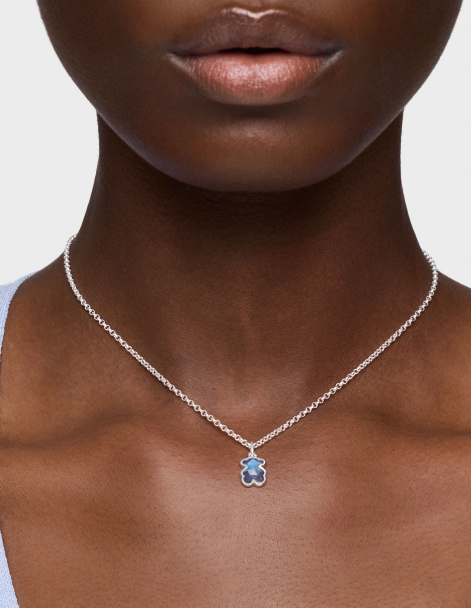 Collar con dije de oso Icon Color Lgg de plata P925 7