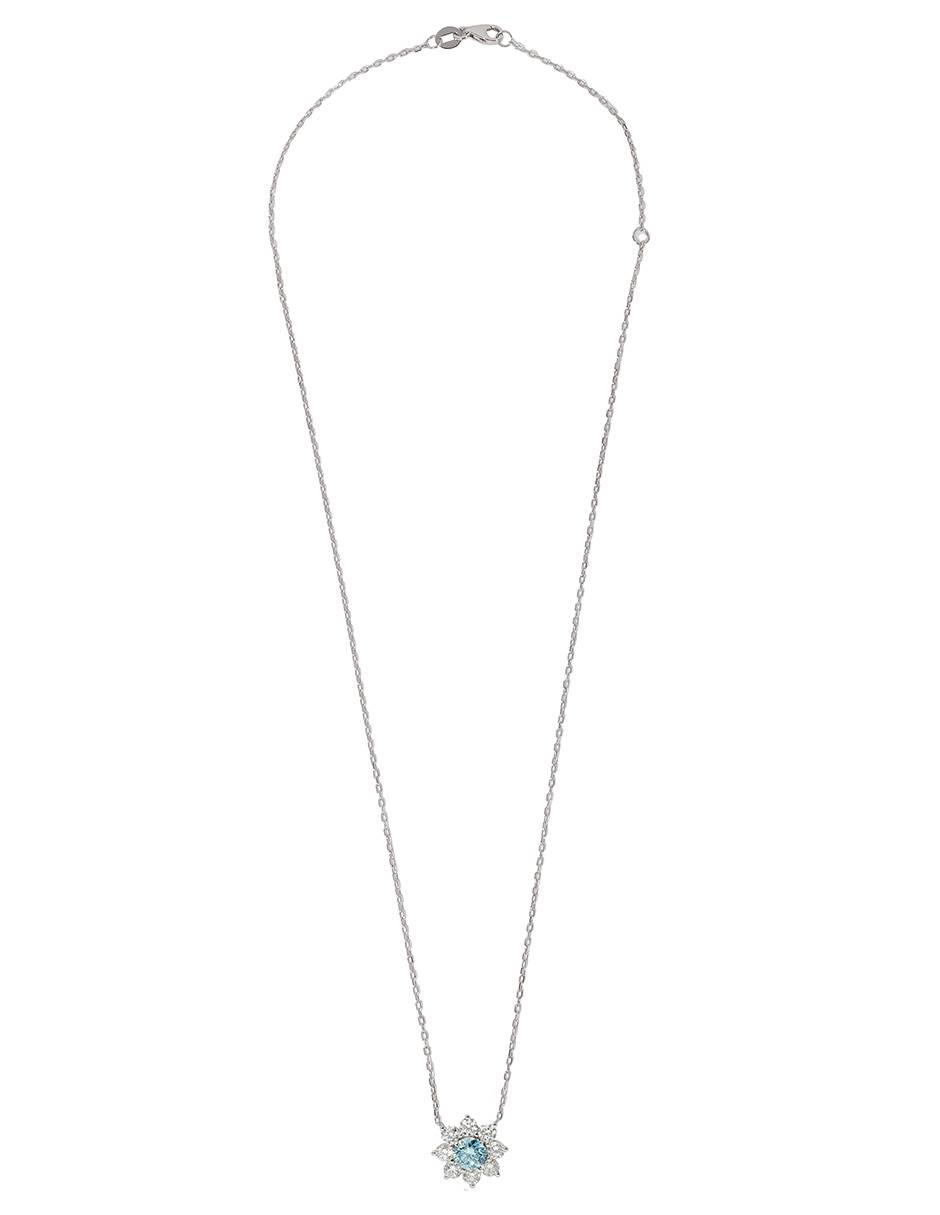 Collar con dije de flor Flora de oro blanco 14 K 4