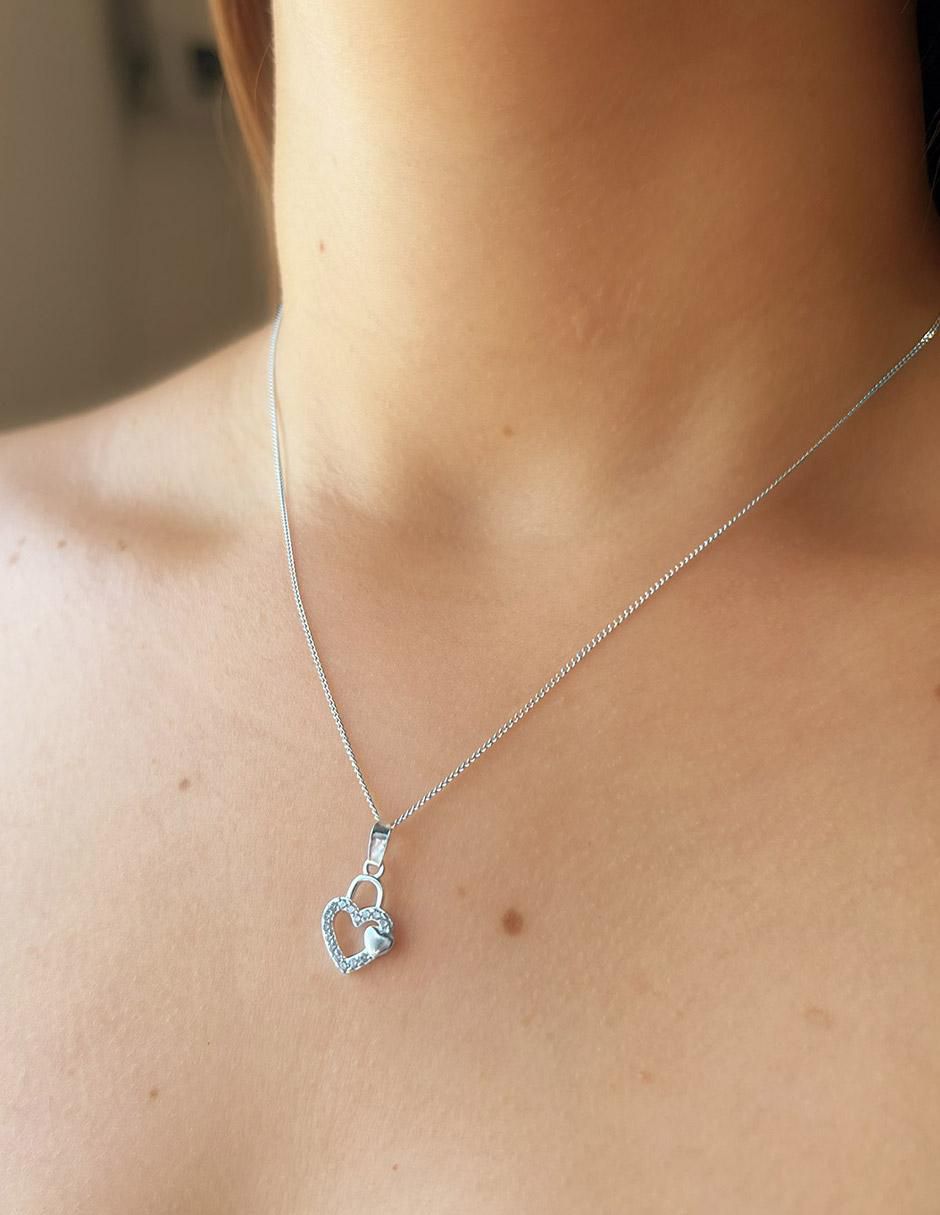 Collar con dije de corazón de plata P 925 4