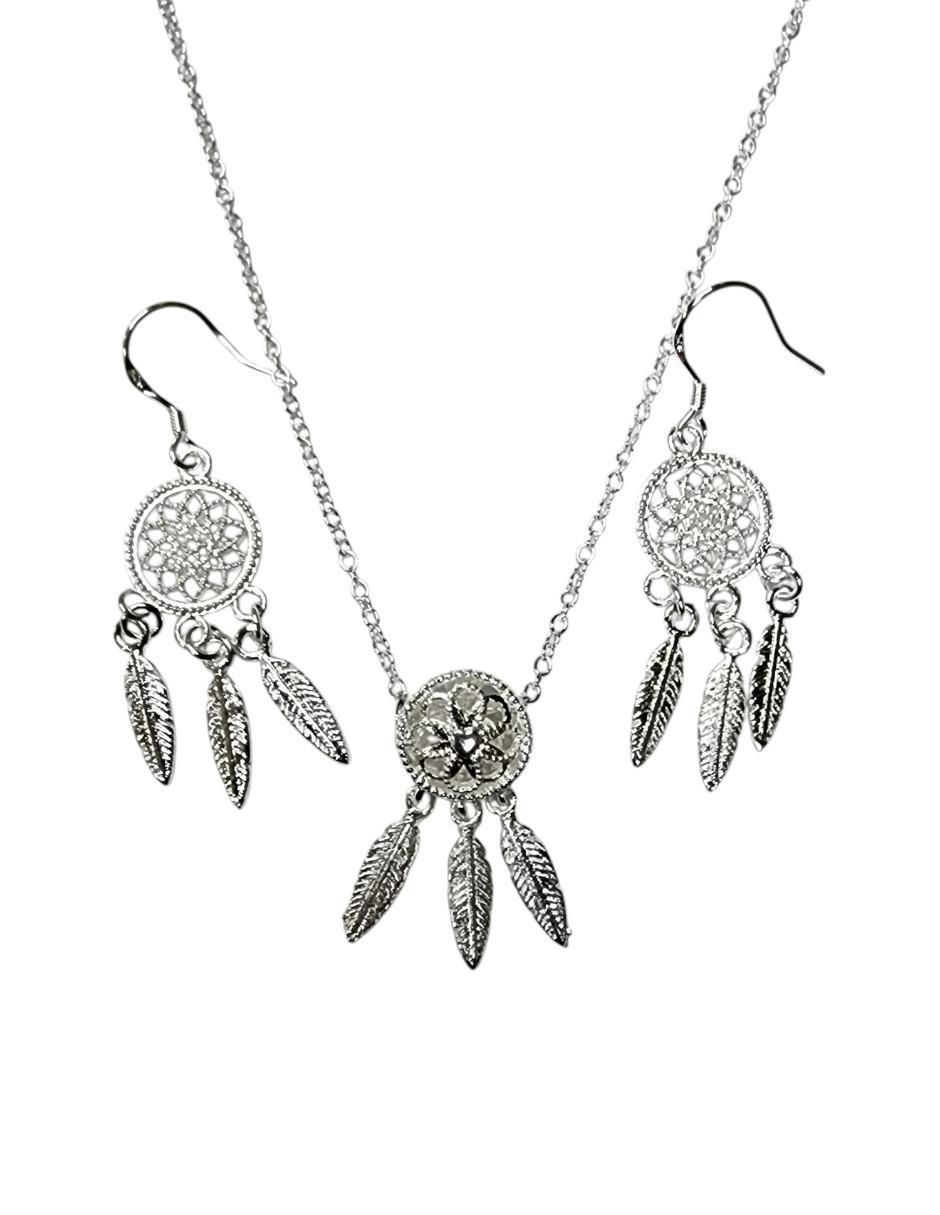 Aretes y collar Atrapasueños de plata P 925