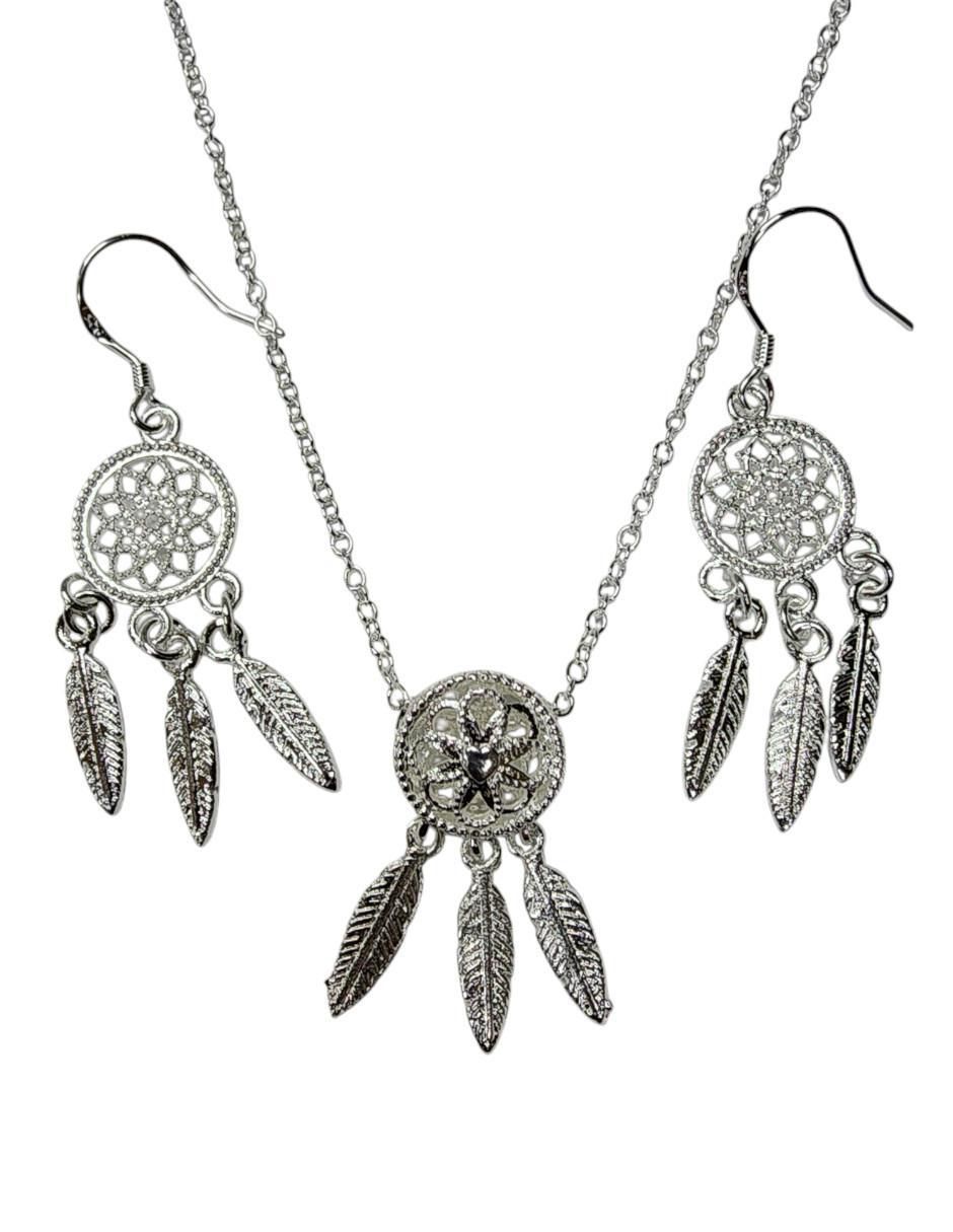 Aretes y collar Atrapasueños de plata P 925 3