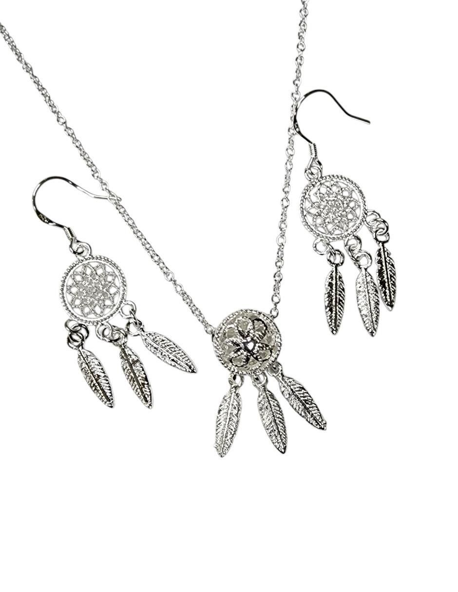 Aretes y collar Atrapasueños de plata P 925 4