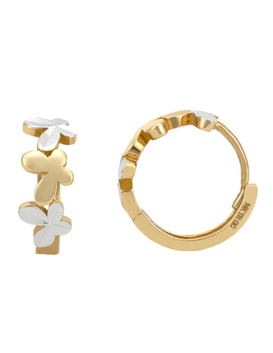Aretes huggies de mariposa de oro 14 K 1
