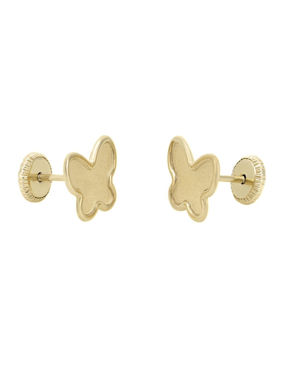 Broqueles de mariposa de oro amarillo 14 K 1