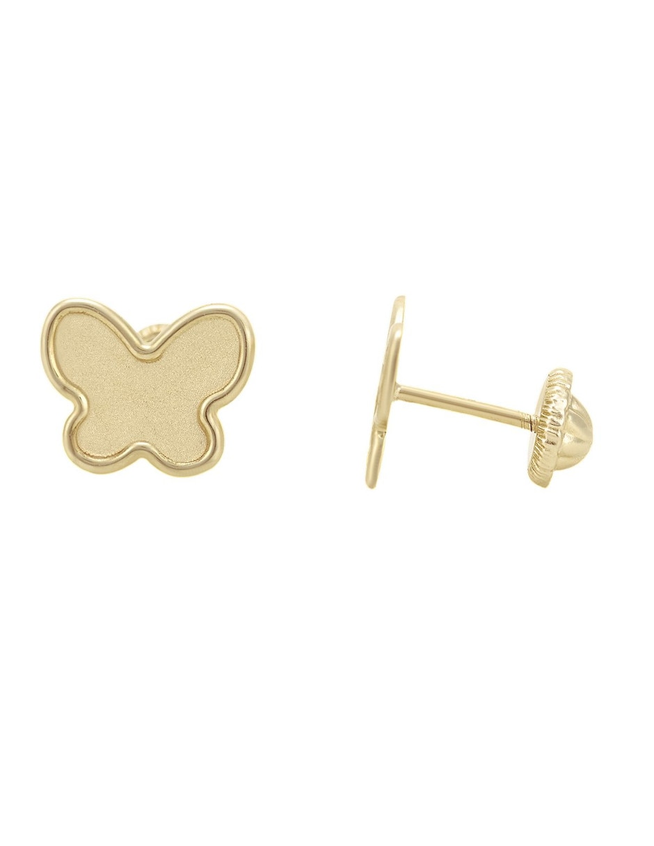 Broqueles de mariposa de oro amarillo 14 K