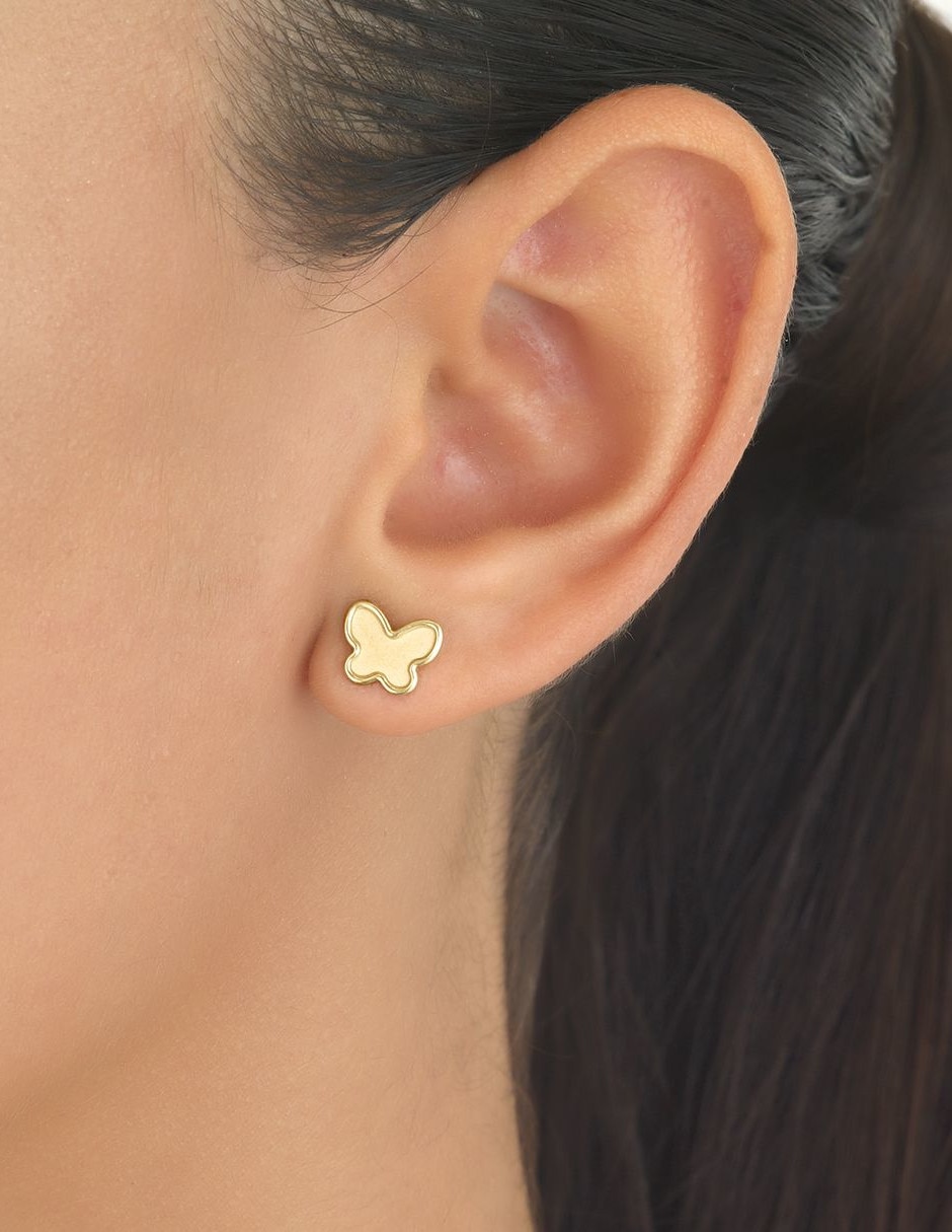 Broqueles de mariposa de oro amarillo 14 K