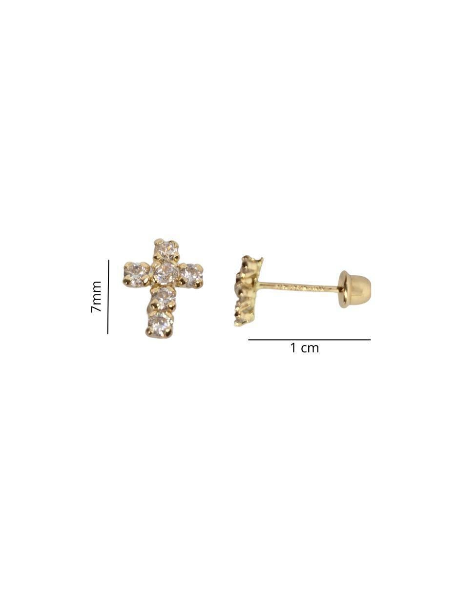 Broqueles de cruz de oro 14 k con acabado pavé zirconia 5