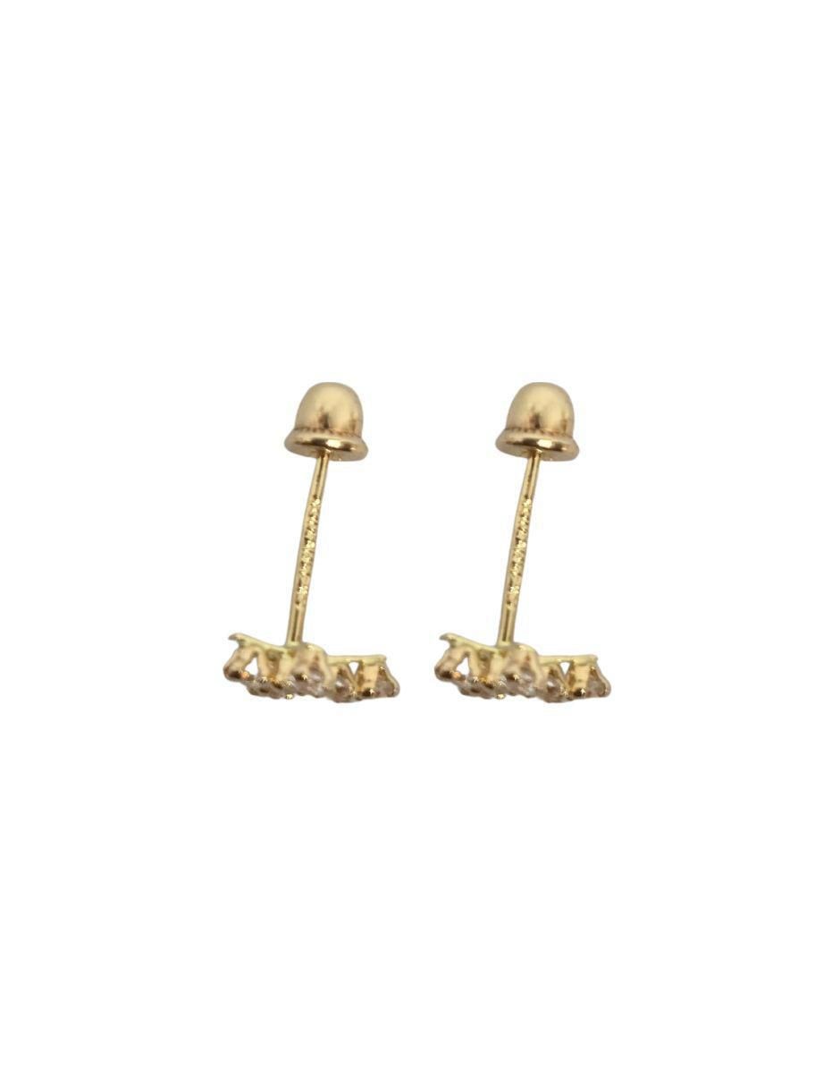 Broqueles de cruz de oro 14 k con acabado pavé zirconia 3
