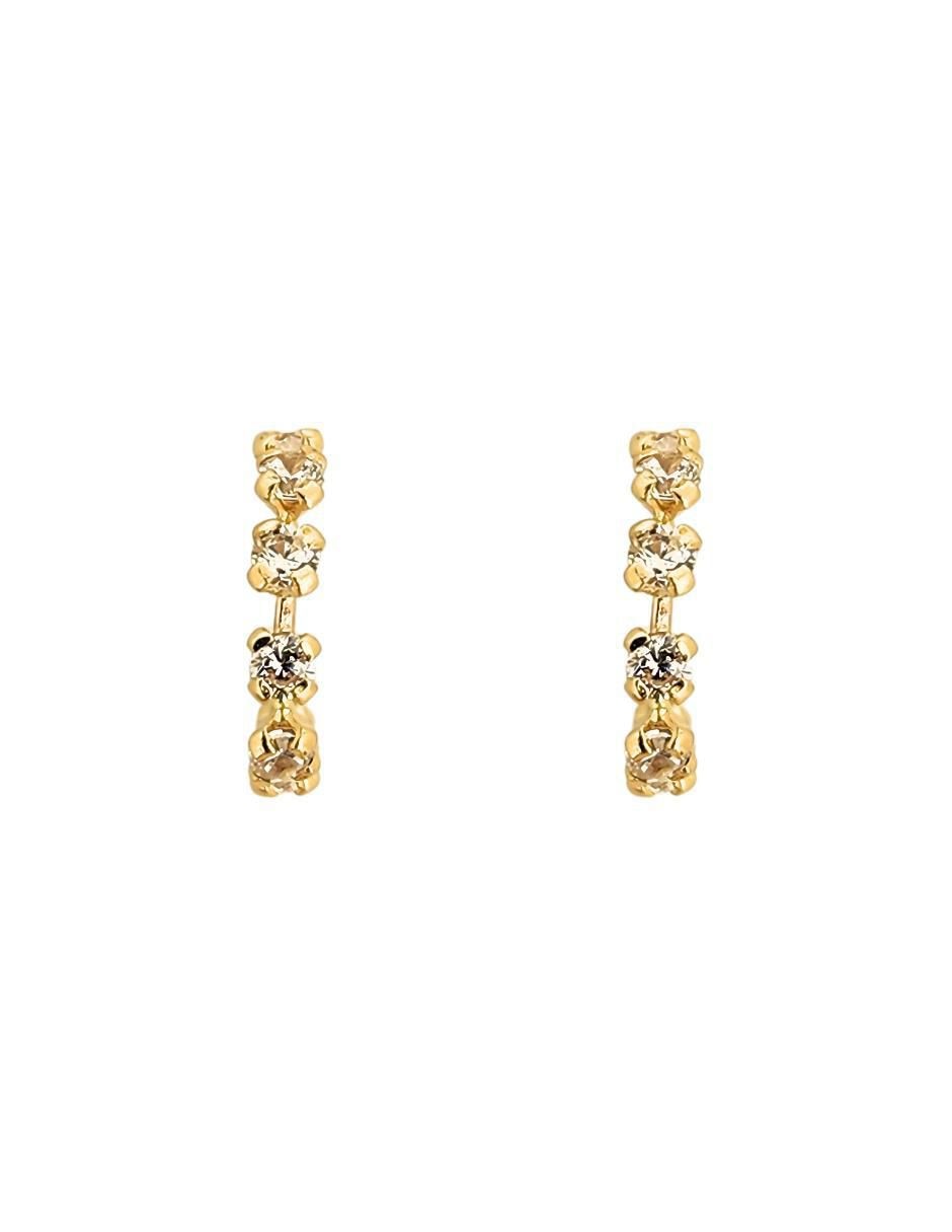 Broqueles de oro amarillo 10 k con acabado pavé zirconia