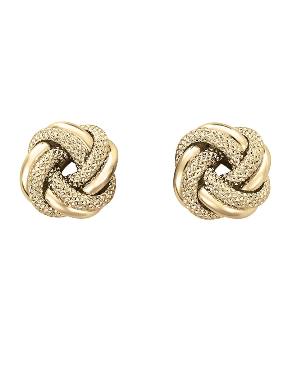Broqueles de nudo de oro amarillo 14 k con acabado pulido